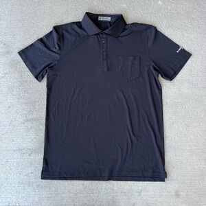 G/Fore Men's Solid Black Golf Polo Shirt Performance Stretch Size Large